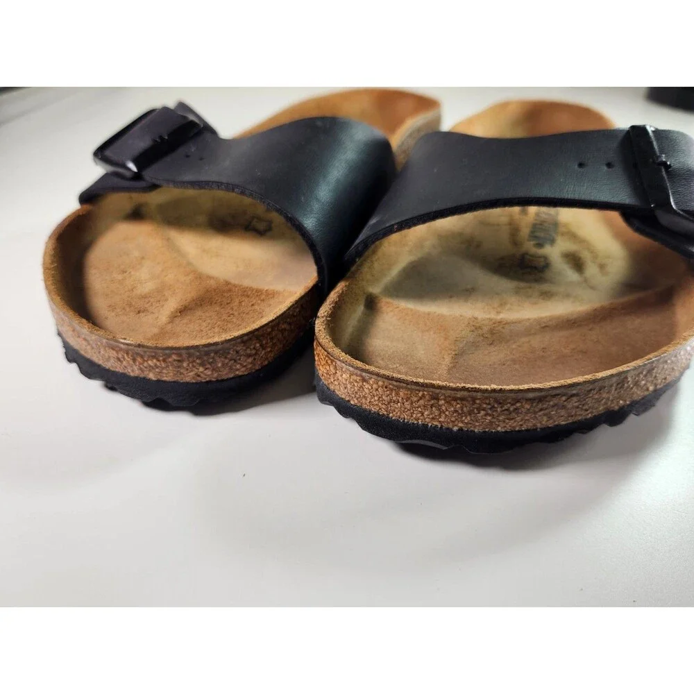 Birkenstock Madrid Mens Slide Sandals Black Cork Footbed EU 43 US 10 10.5 Reg
